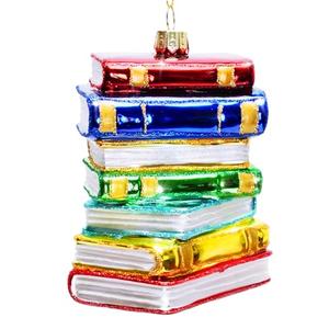 REXTOXA Stack of Books Glass Blown Christmas Ornament 2025 – Book Lover Gifts for Women, Readers, Bookworms, Book Club, Bookish Decor, Librarian Gift Ideas – 4.33 × 3.54 × 3.54 Inches with Display Box