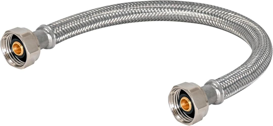 Eastman 16 Inch Steel-Flex Faucet Connector, Braided Stainless Steel Supply Line with 1/2 In. FIP Ends, 48016