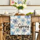 2 x Artoid Mode Blue Beige Hand-Painted Daisy Flower 210 GSM Spring Table Runner, Summer Kitchen Dining Table Decoration for Home Party Decor 13x72 Inch