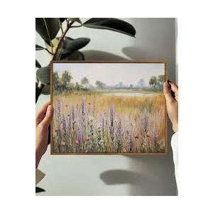 KISSFOX Vintage Framed Wall Art Decor Countryside Landscape Pictures Wall Decor Rustic Wildflower Paintings Scenery Canvas Art Prints Modern Farmhouse Artwork For Bedroom Kitchen Living Room 16x24in