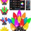 132FT 200LED Smart C9 Christmas Lights Outdoor, DIY Chasing Rainbow Lights App Remote Controlled 100+ Modes, Music Sync Xmas String Lights Waterproof Extendable for Tree House Indoor Xmas Decor