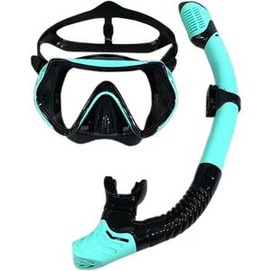 Anti-Fog Snorkel Set - Travel Size Professional Adults Teens Kids Snorkeling Diving Scuba Package Set, Adjustable Panoramic View Swim Snorkel Kit Training Equipment for Men and Women (Green)