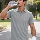 MAGCOMSEN Polo Shirts for Men Short Sleeve Collared Golf Shirt with Pocket Moisture Wicking Quick Dry Performance Polos (Gray), Size: Medium