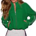 LEEDYA Womens Long Sleeve Full Zip Sweatshirts Oversized Casual Fashion Hoodies Fall Fashion Y2k Clothes Outfits 2026 (Small, Green)