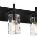 BONLICHT 4 Light Wall Vanity Bathroom Lights with Clear Hammered Glass in Black Finish,Modern Farmhouse Sconces Wall Lighting Fixtures Over Bath Makeup Mirror Industrial Wall lamp for Kitchen Hallway