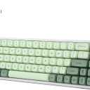 BOYI WK68 65% Tri-Mode RGB Mechanical Keyboard,Gasket Mounted Hot Swappable Bluetooth 5.0/2.4GHz/Type-C Wired Matcha PBT Keycaps Compact Mini Gaming Keyboard(Gateron Red Switch)