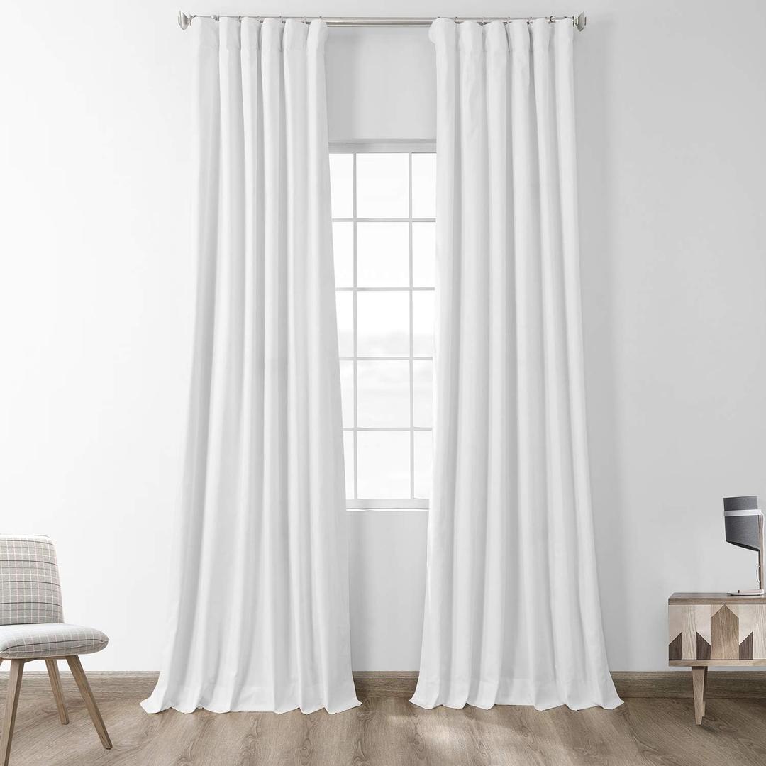 HPD Half Price Drapes Cotton True Blackout Curtains 84 inches long Solid Thermal Insulated Window Treatment Curtain 50 X 84 (1 Panel), PRCT-BO01B-84, Fresh Popcorn (Warm Off-white)