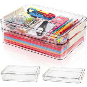 Goaste 2 Pack Acrylic Portable Project Case, 13.5 Inch Clear Scrapbook Paper Storage Box, Translucent Plastic Stackable Storage Bins Document Holder, A4 File Protector Container for Office School Goaste 2 Pack Acrylic Portable Project Case, 13.5 Inch Clear Scrapbook Paper Storage Box, Translucent Plastic Stackable Storage Bins Document Holder, A4 File Protector Container for Office School