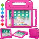 SUPLIK Kids Case for iPad 5th/6th Generation (9.7 inch, 2017/2018), iPad Air 1 & Air 2 & Pro 9.7 Case with Screen Protector, Durable Shockproof Protective Cover with Handle Stand, Pink