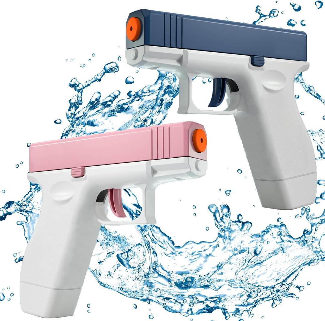 2 Pack Water Guns Squirt Guns Water Soaker Gun Water Blaster for Summer Long Range Shooting Games Outdoor Toys Water Blaster Pistol for Boys Girl Kids Adults, Pink and Blue, CY001