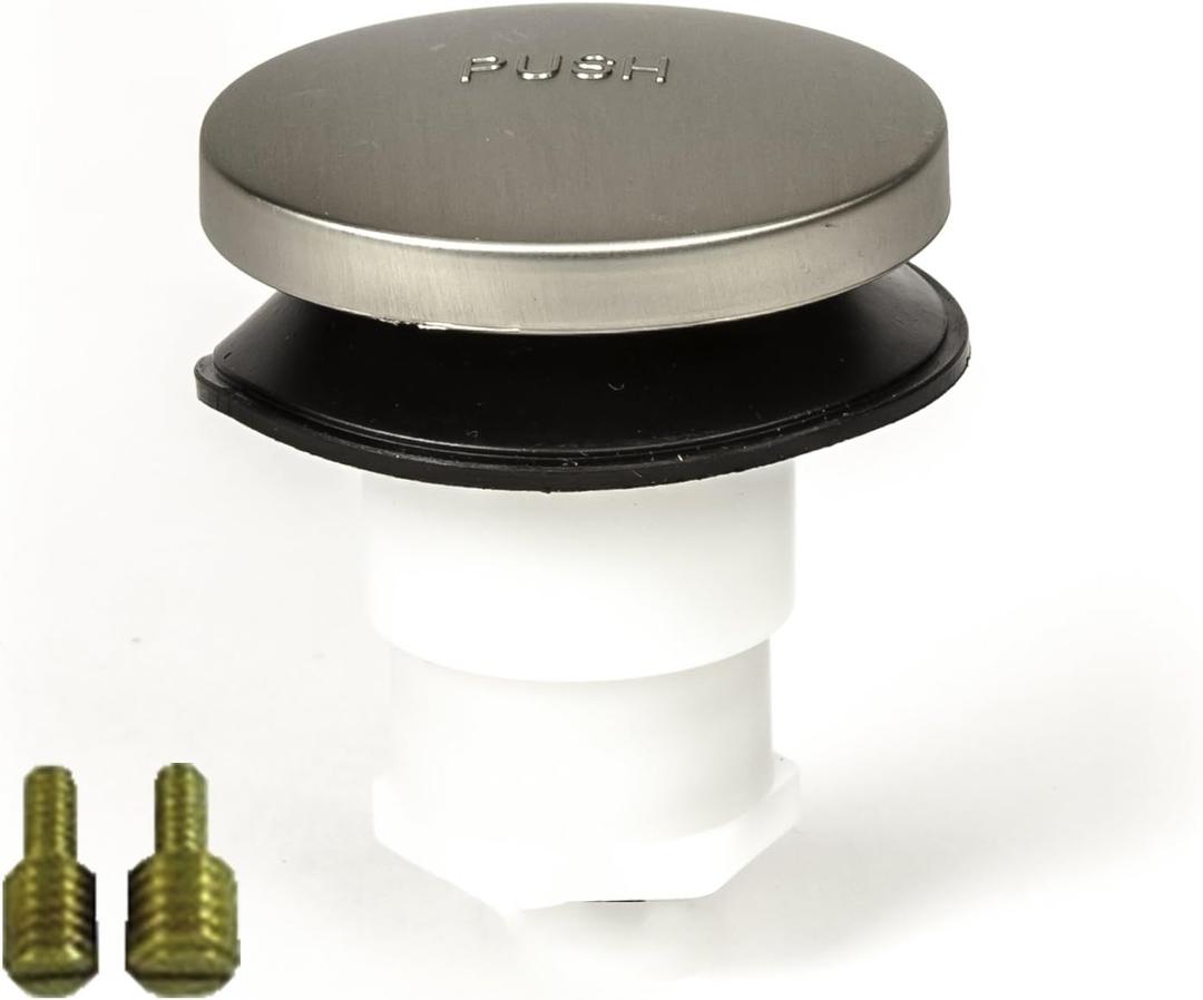 Toe Touch (Tip Toe, Foot Actuated) Bath Tub/Bathtub Drain Stopper Includes 3/8" and 5/16" Fittings Brushed Nickel, (No Hair Catcher)