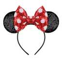 RAZKO Minnie Ears Headband, Sequin Classic Red Minnie Ears Headband Mouse ears Headband for Women Girls Hair Accessories, Pick Your Color (Polka dot)