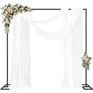 Fomcet 8FT x 8FT Backdrop Stand Heavy Duty with Base, Black Portable Adjustable Pipe and Drape Backdrop Stand Kit, Square Metal Arch Party Frame for Wedding Birthday Parties Banquet Decorations