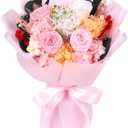 Pink Rose Preserved Flowers Bouquet Forever Roses Birthday Gifts for Mom Grandma Women Dusty Rose Fresh Flower for Valentine's Day Mother's Day 4 Real Dried Eternal Flowers Christmas Arrangement