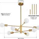 RUIYEY Modern Sputnik Chandeliers Light, 8-Light Gold Dining Room Chandelier Over Table, E26 Mid Century Ceiling Light Fixtures Height Adjustable Hanging Pendant Lighting for Entryway Foyer