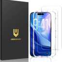UNBREAKcable 2-Pack Screen Protector for iPhone 17 Air, Military-Grade Shatterproof Tempered Glass [9H+ Hardness] [Easy Installation Frame] [99.99% HD Clear] for Apple iPhone Air
