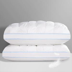 QUTOOL Luxury Hotel Goose Feather Pillow, 100% Cotton Cover, Soft Support Pillow, Suitable for Sleepers on The Back, Sides, and Stomach, Standard Size Bed Pillows Set of 2 (White)