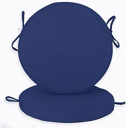 Loveboat Outdoor Bistro Chair Cushion Water Resistant Round Bar Stool Cushion 15 in Navy Blue