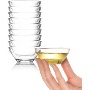 Mini Glass Bowls, 3in 2.5oz Small Prep Bowl, 10 pcs Stackable Pinch Bowls for Dipping Spices Sauce