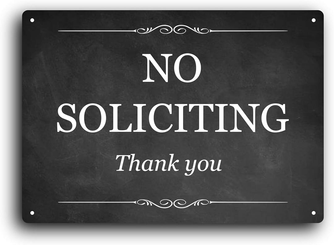 A4 Sign: NO SOLICITING Thank You  3mm Aluminium Composite, UV Printed, Outdoor Use, Easy Mounting with Four Screw Holes