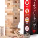 VKX 54 pcs Wooden Tumbling Tower Drinking Game, Block Stacking Game for Couples, Adult Date Night Blocks Best Gift for Couples- Ages 21+