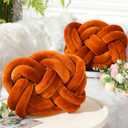 Sintuff 2 Pcs Knot Pillow Soft Decorative Knotted Throw Pillow for Couch Home Sofa Bedroom Decor to Add Comfort and Style(Orange,14 x 16 Inch)