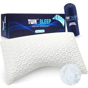 Original Adjustable Bed Pillow for Sleeping, Good for Side, Back & Stomach Sleeper with Washable Removable Cover, Additional Foam Fill Included (Queen(1 Pack)-20'*30', White)