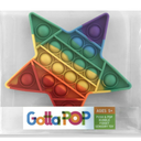 GottaPop 5.5" Pop It Fidget Toy Party Favors, (3 Rainbow Stars, 2 Gray and Black Controller) (Pack of 5)