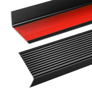Black 36" Metal Stair Nosing, Heavy-Duty Aluminum Self-Adhesive Stair Edge Protector for Indoor/Outdoor Stairs, Non-Slip Tread Cover, L- Molding(36 x 0.8 x 1.6 in, 2Pcs)