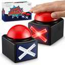 ArtCreativity Buzzer with Lights and Sounds - Set of 2 - Game Show Buzzer Buttons for Family Game Night and Trivia - Lights Up Red and Makes Loud Buzz Sound - Answer Buzzer Set