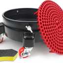 Bucket Dolly 5 Gallon with Wheels,360°Rolling Car Wash Buckets Dolly for 2.5 to 5 Gallon Buckets with Bucket Insert,Cleaning Brush,Supports Up to 300 lbs