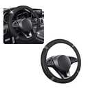 Bling Steering Wheel Cover Women,Rhinestones Sterring Wheel Cover with Two-Tone Leather,Anti-Slip Car Wheels Covers Car Accessories Fit for Diameter Ranging from 14.17 to 15.35" (Black)