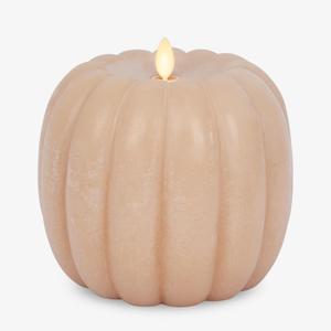 Luminara Tall Pumpkin Figural Flameless Flickering Moving Flame LED Candle (5.7" x 5.5"), Chalky Finish Real Unscented Wax, Time Function (Irish Cream)