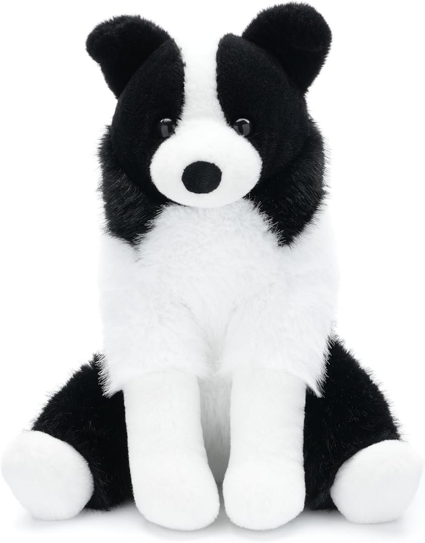 Border Collie Stuffed Animal Plush Dog Toy, 12 Inch, Soft Realistic Black and White Puppy, Cuddly Farm Animal Plushie for Kids, Girls, Boys, Birthday