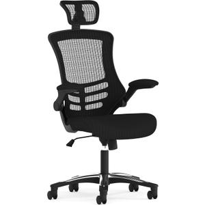 Flash Furniture Kelista High-Back Swivel Office Chair with Adjustable Lumbar Support and Seat Height, Ergonomic Mesh Desk Chair, Black