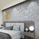 mamonhome Silver Gray Self Adhesive Removable Wallpaper Peel and Stick Wallpaper for Livingroom, Bedroom, Kitchen, Bathroom. (Flower(Non-Adhesive)) 20.8 inches wide by 393 inches long