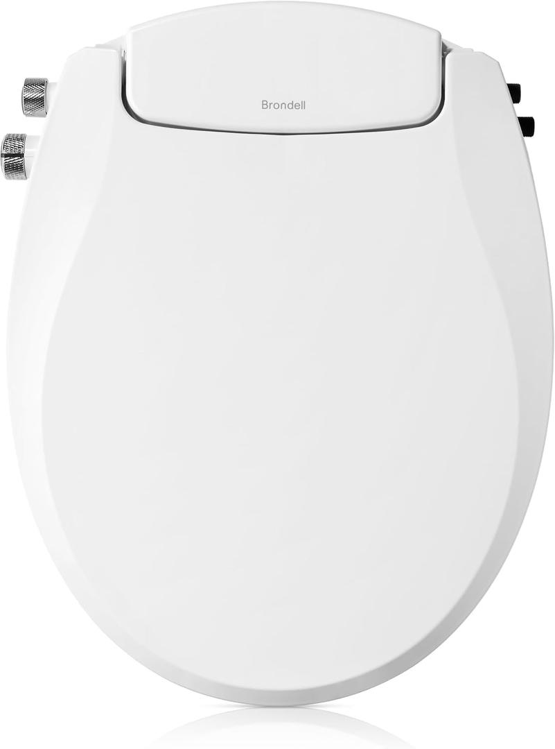 Brondell Bidet Toilet Seat Non-Electric Swash Seat, Fits Round Toilets, White Dual Nozzle System, Ambient Water Temperature Bidet with Easy Installation