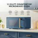 Midea Retro Countertop Microwave, 1.1 Cu. Ft, 1000W, 6 Presets, Navy Blue