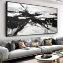 Wall Art Abstract Canvas Painting Black and White Modern Artwork for Living Room Bedroom Dining Room Home Office Decor 30"x60" with Framed