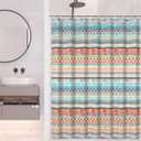 72x84inch Colorful Boho Fabric Shower Curtain Stripe Geometric Classical Retro Pattern Chic Tribe Style for Bathroom Decor Waterproof Bathtub Orange Shower Curtain Liner Durable with Hooks