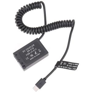 FocusFoto USB-C Type-C to Full Decoded LP-E17 Dummy Battery DR-E18 Coupler Power Adapte Spring Cable for Canon EOS R8 R10 RP 77D 200D Mark II 250D 750D 760D 800D 850DRebel T6i T6s T7i T8i SL2 Camera