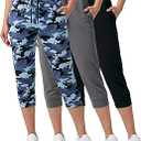 Real Essentials, 3 Pack Ladies Plus Yummy Capri Jogger, 1X