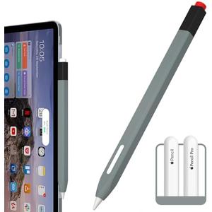 AZF Pencil Case Compatible with Apple Pencil 2nd Generation Case, Two Color Pen Cap Match, Silicone Comfort, Compatible with Magnetic Charging and Double Click. (Gray)