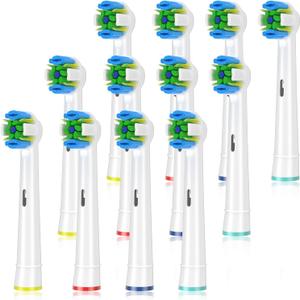Replacement Brush Heads Compatible with Oral B Braun Electric Toothbrush - Floss Toothbrush Head Fits for Oral B Pro 1000 Genius Smart Series (12 Pack) (White)