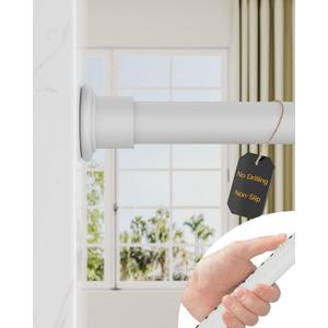 ALLZONE Tension Curtain Rod for Window, 83-123 Inches, Heavy Duty Curtain Rods No Drilling, Non-Slip Bathroom Shower Tension Rod, Renter Friendly, Adjustable, Spring Loaded, Extra Long, White