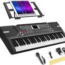 61 Key Keyboard Piano, Portable Electronic Keyboard Piano for Beginners with Speakers, Microphone, Sheet Music Stand, 100 Voices, 100 Rhythms, Digital Music Keyboard for Teen