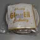 100Pcs Happy Golden Birthday Party Decorations White Gold Glitter Disposable Paper Plates Napkins Golden Birthday Girls Boys Men Tableware Set for 25 Guests Gold Baby Shower Party Supplies Favors