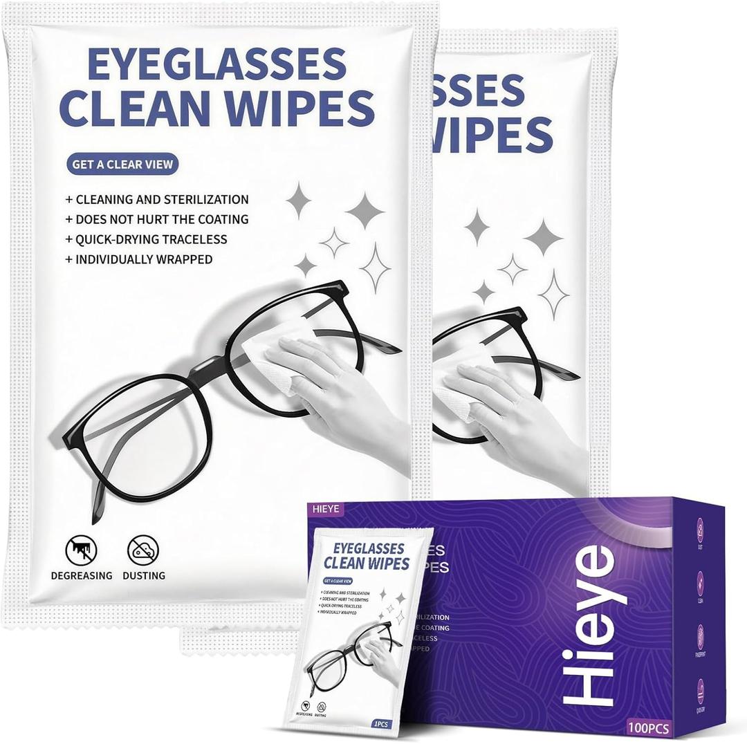 [200 Count] Lens Wipes for Eyeglass - Cleaner Wipes for Glasses, Camera Lens & All Screens - Pre-moistened Individually Wrapped Sracth-Free,Streak-Free