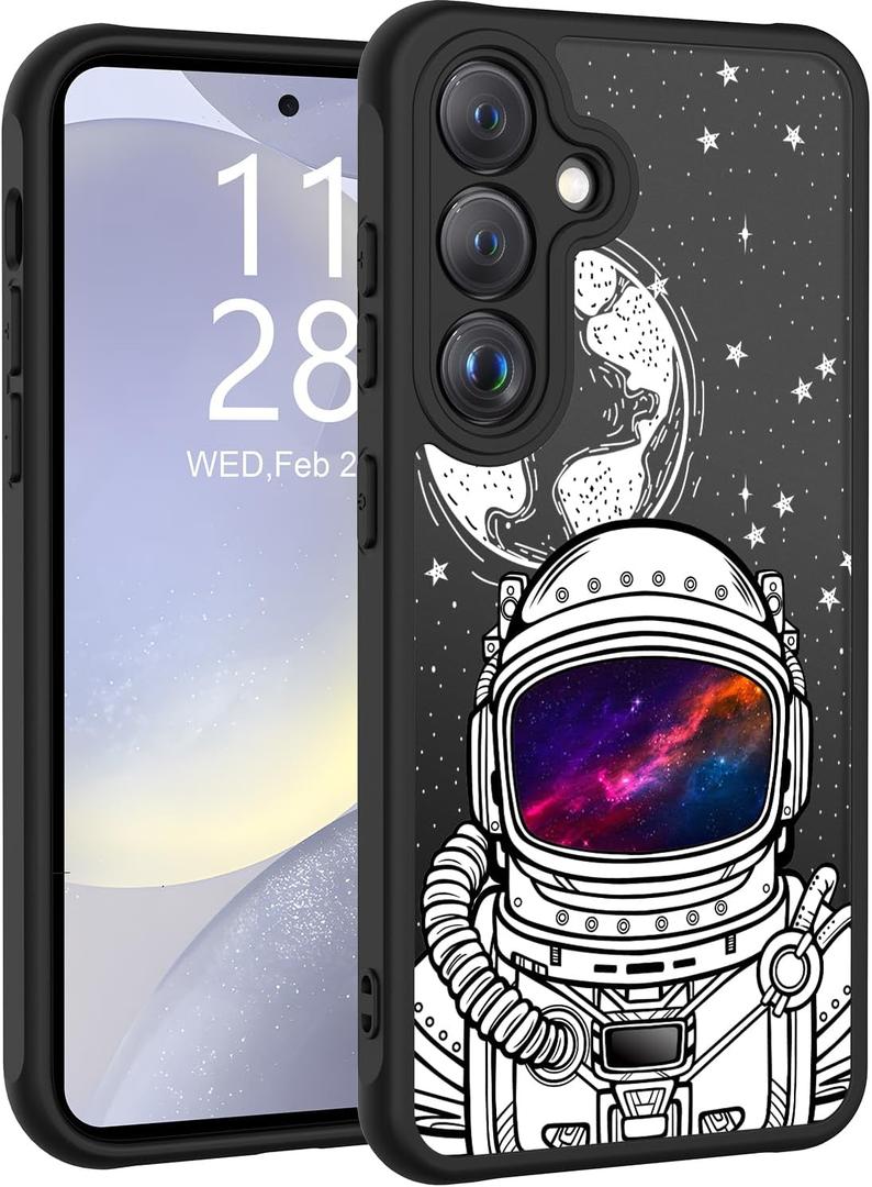 LUMARKE for Galaxy S23 Case with Enhanced Camera Lens Protection, Translucent Matte Acrylic Phone Cover - Cute Aesthetic Stylish Design for Women Girls - Astronaut