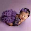 Newborn Photography Outfits Girl Baby Photography Props Lace Romper with Headress Newborn Outfits Girls Photo Props (Purple)